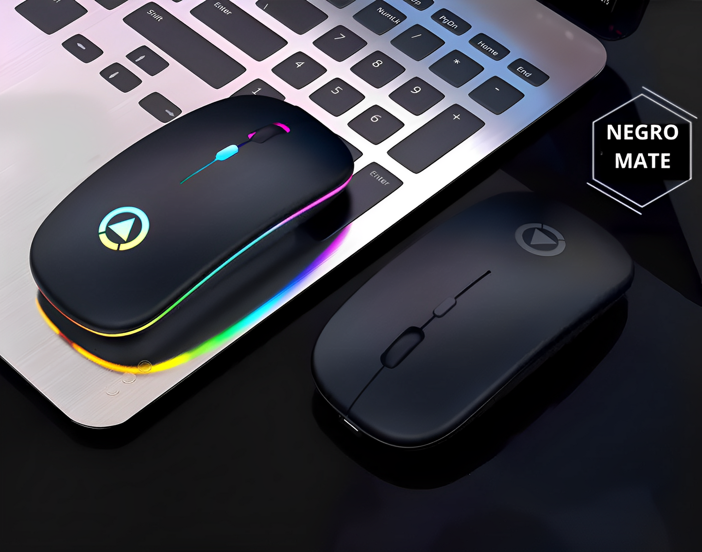 Ratón Inalámbrico Recargable USB RGB